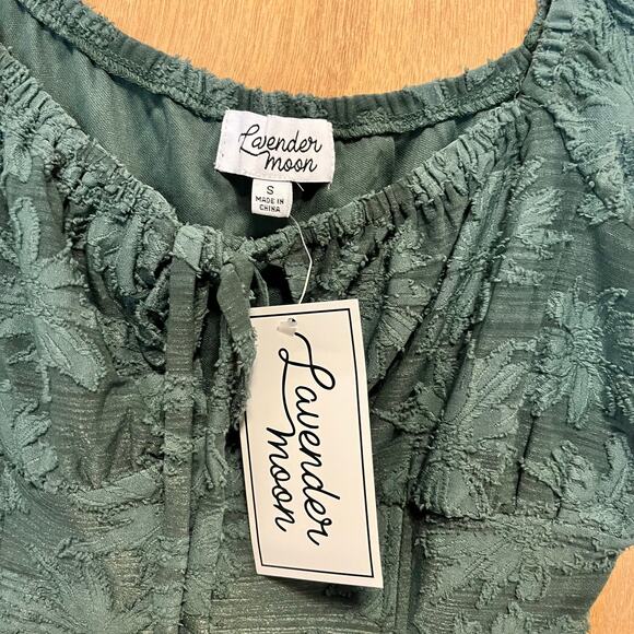 Lavender Moon Dress Size Small Juniors Burnout Floral Jade Green Keyhole Bodice - Picture 7 of 9